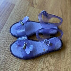 Mini Melissa Mar Sandal Lilac purple bugs butterfly bee jelly shoe girls sz 1